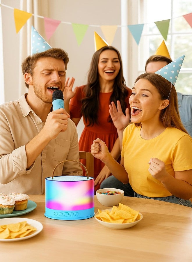 QLECT Portable Karaoke Bluetooth Speaker with Wireless Mic, 5W HiFi Sound, RGB LED Lights, Voice Change Effects, Rechargeable, for Kids & Adults, Home & Outdoor Party(Blue) - Image 5